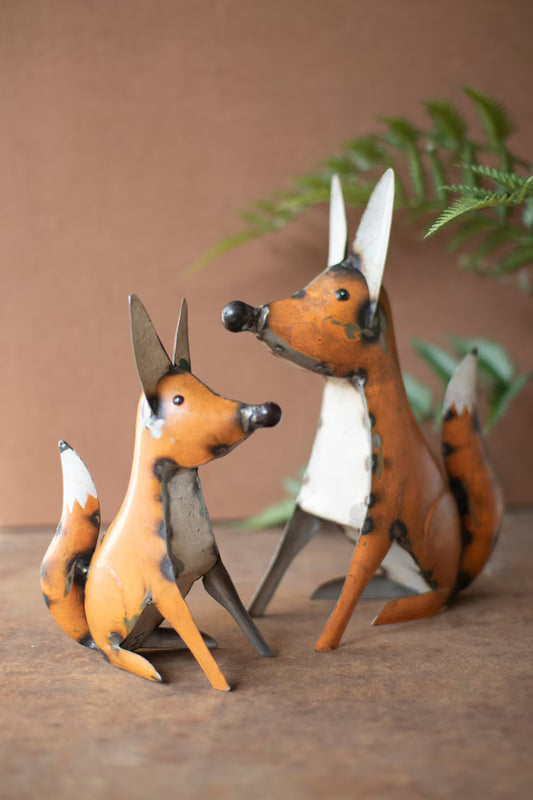Set Of Two Recycled Iron Foxes (Min 2) By Kalalou