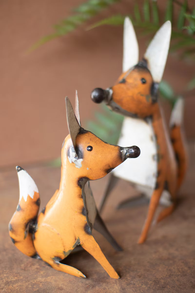 Set Of Two Recycled Iron Foxes (Min 2) By Kalalou
