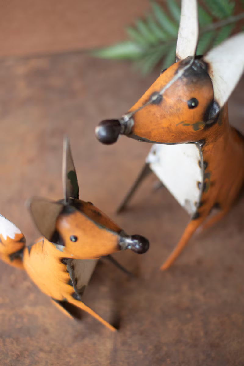 Set Of Two Recycled Iron Foxes (Min 2) By Kalalou