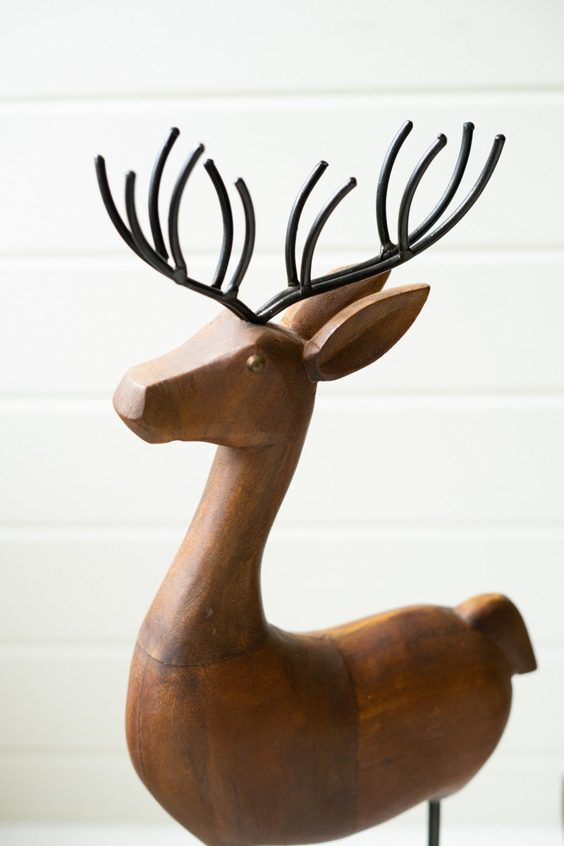 Kalalou Carved Wood and Iron Reindeer - Thumbnail 4
