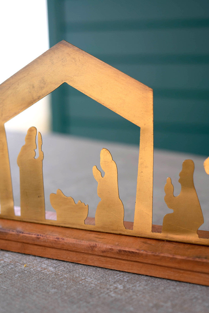 Table Top Nativity - Antique Brass With Wood Base (Min 2) By Kalalou | Ornaments | Modishstore - 2