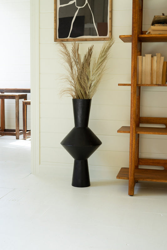 Tall Black Metal Geo Vase By Kalalou | Vases | Modishstore