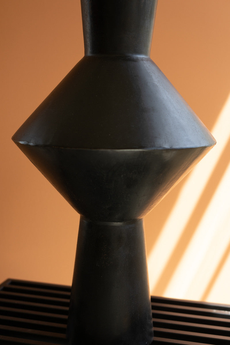 Tall Black Metal Geo Vase By Kalalou | Vases | Modishstore - 3