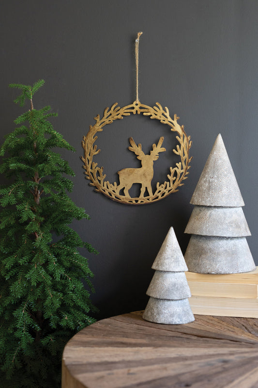 Antique Brass Metal Christmas Wreath Door Hanger By Kalalou | Wreath | Modishstore
