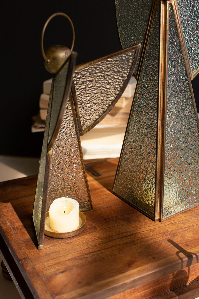 Antique Brass And Glass Christmas Angels Set Of 3 By Kalalou | Ornaments | Modishstore - 3