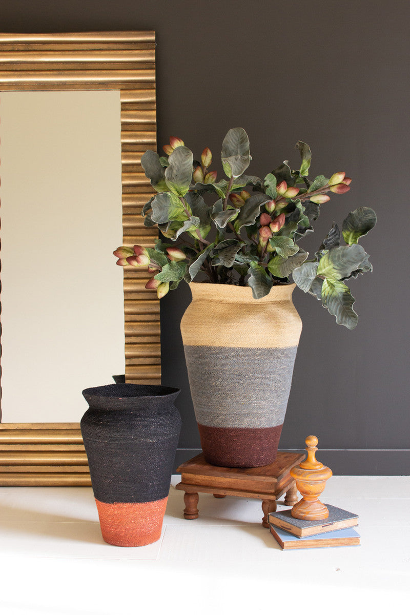 Seagrass Urns - Rustic Stripes Set Of 2 By Kalalou | Bins, Baskets & Buckets | Modishstore - 3