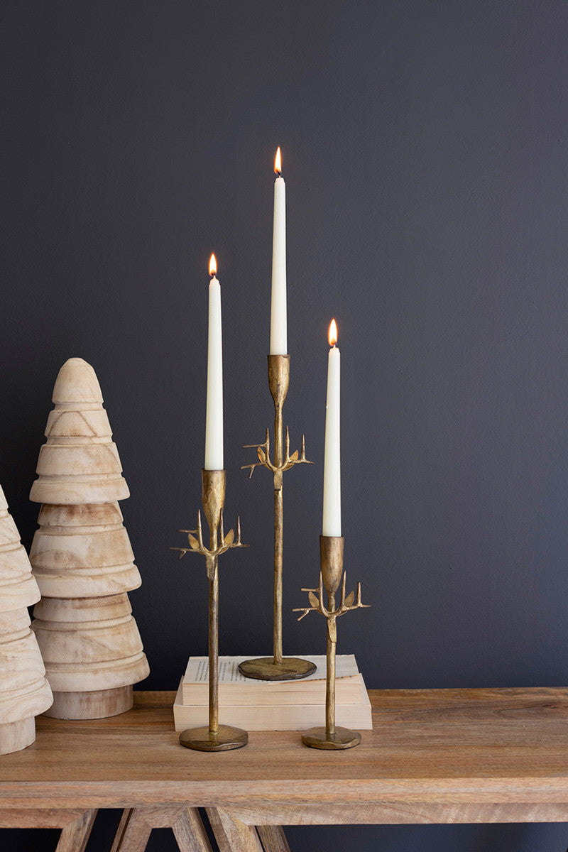 Forged Iron Deer Taper Holders - Antique Gold Set Of 3 By Kalalou | Candle Holders | Modishstore