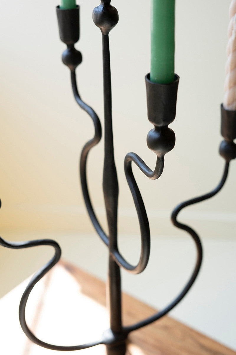 Forged Iron Five Taper Candelabra By Kalalou | Candelabra | Modishstore - 2