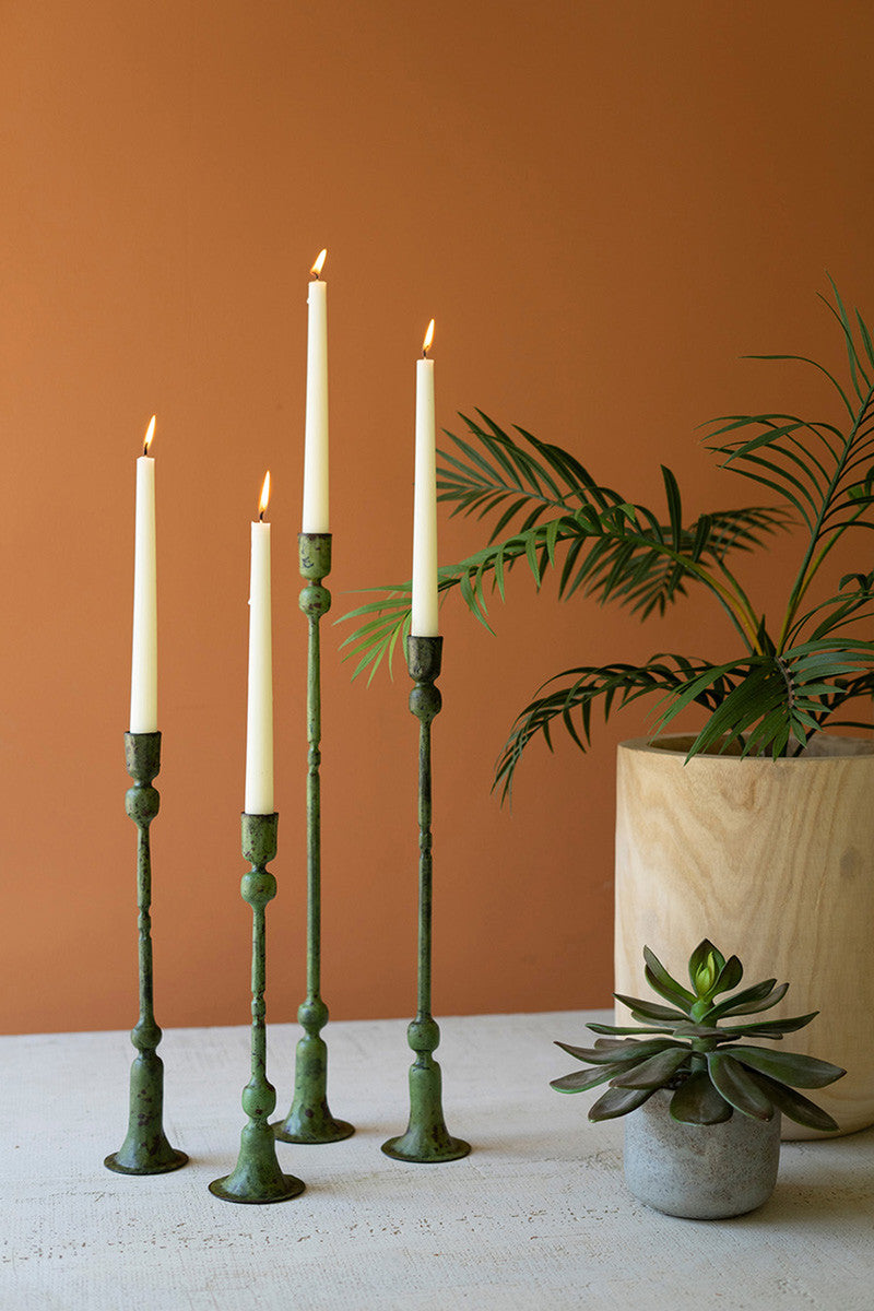 Forged Iron Taper Candle Holders - Green Patina Set Of 4 By Kalalou | Candle Holders | Modishstore - 3