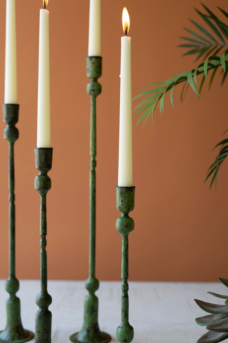 Forged Iron Taper Candle Holders - Green Patina Set Of 4 By Kalalou | Candle Holders | Modishstore - 2