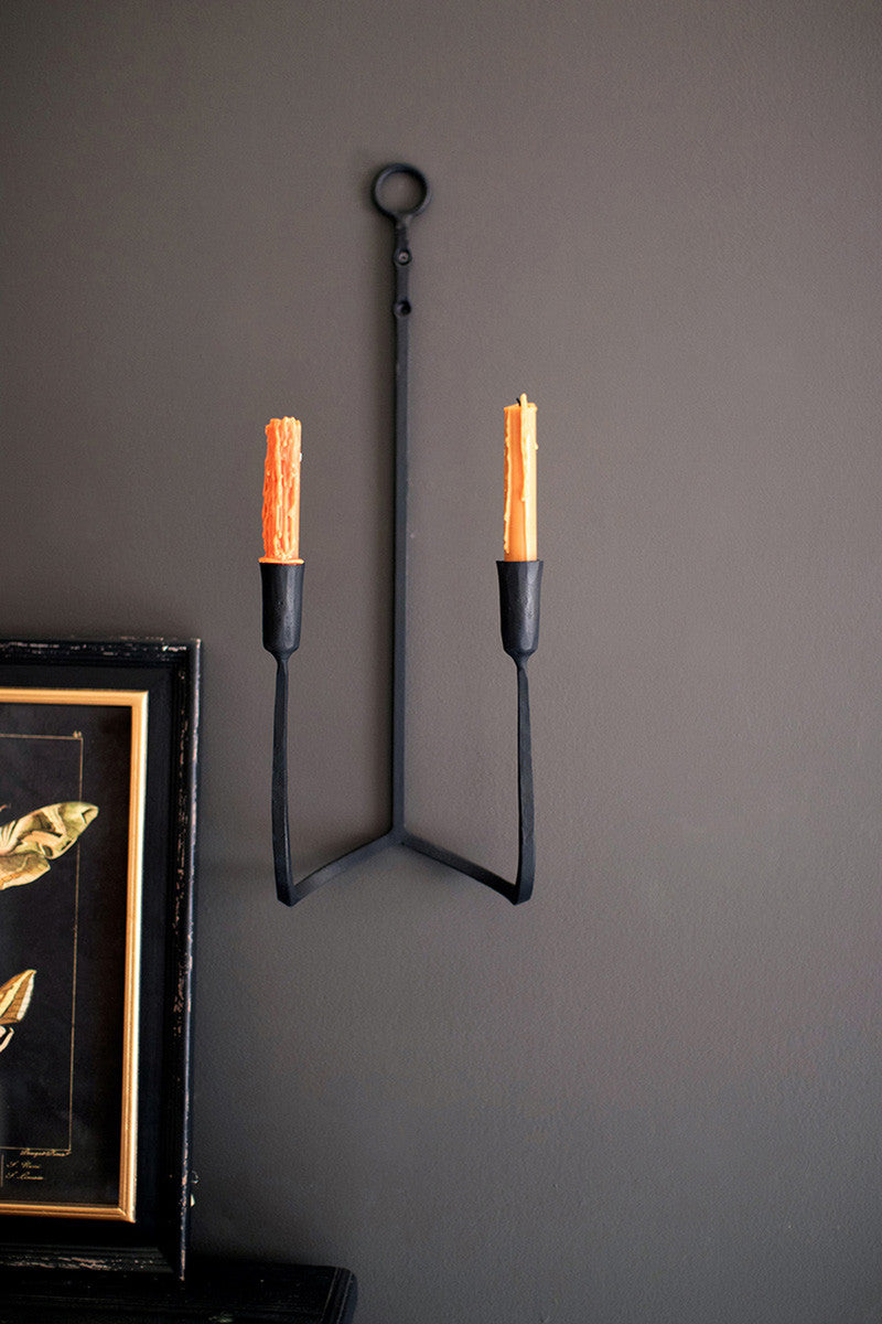 Forged Iron Double Taper Wall Sconce By Kalalou | Sconces | Modishstore - 3