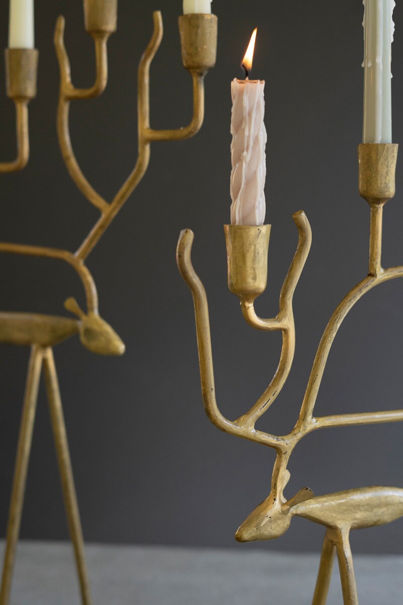 Kalalou Forged Deer Candelabras - Thumbnail 2