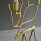 Set Of Two Antique Gold Forged Christmas Deer Candelabras By Kalalou
