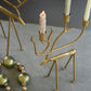 Set Of Two Antique Gold Forged Christmas Deer Candelabras By Kalalou