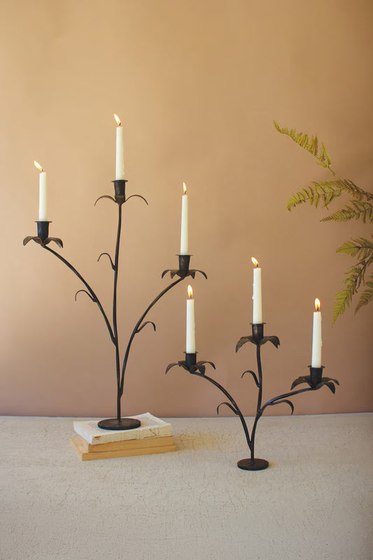 Set Of Two Forged-Iron Triple Taper Candelabras (Min 2) By Kalalou