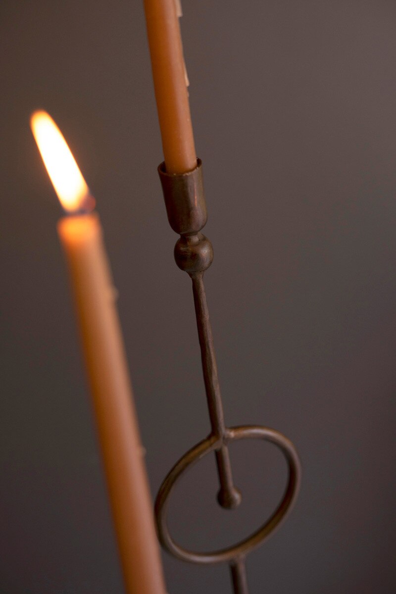 Set Of Three Tall Taper Candle Holder With Circle Detail By Kalalou
