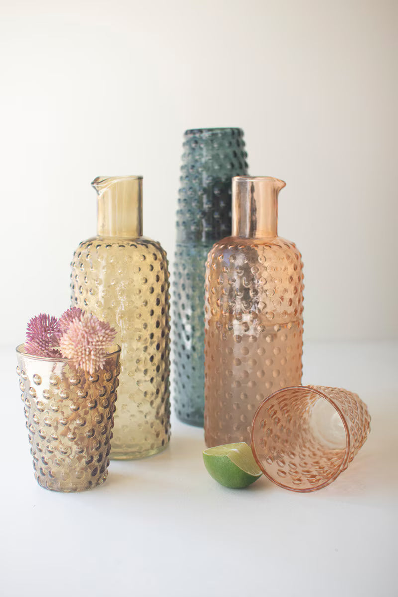 Set Of Three Bubble Glass Carafes W Tumbler - One Each By Kalalou