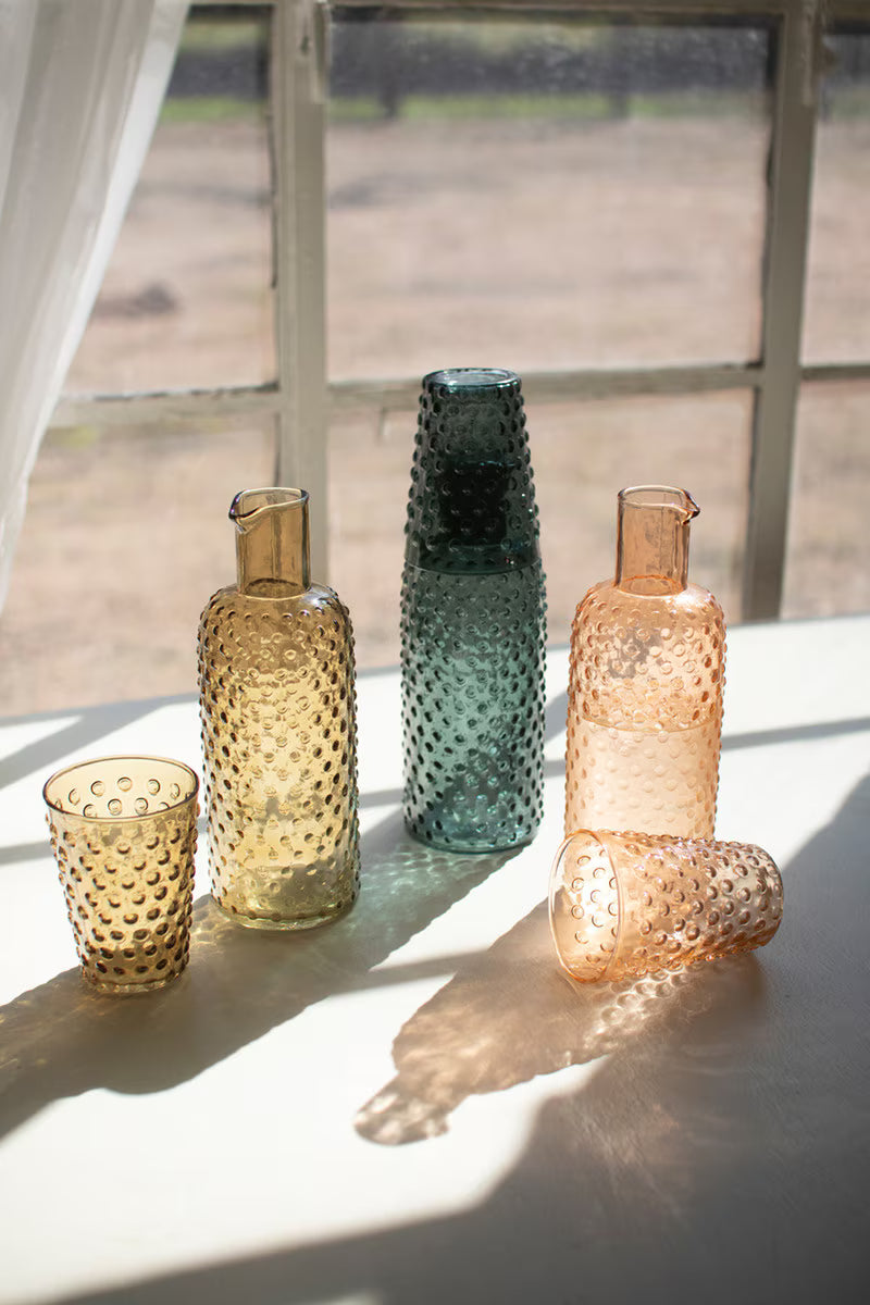 Set Of Three Bubble Glass Carafes W Tumbler - One Each By Kalalou