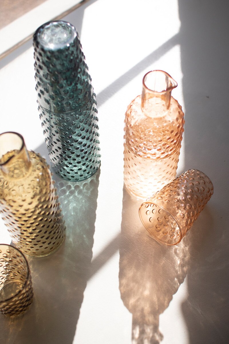 Set Of Three Bubble Glass Carafes W Tumbler - One Each By Kalalou