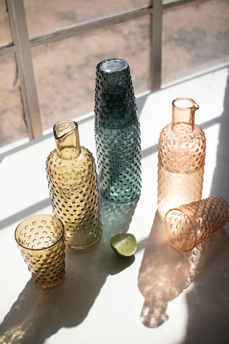 Set Of Three Bubble Glass Carafes W Tumbler - One Each By Kalalou