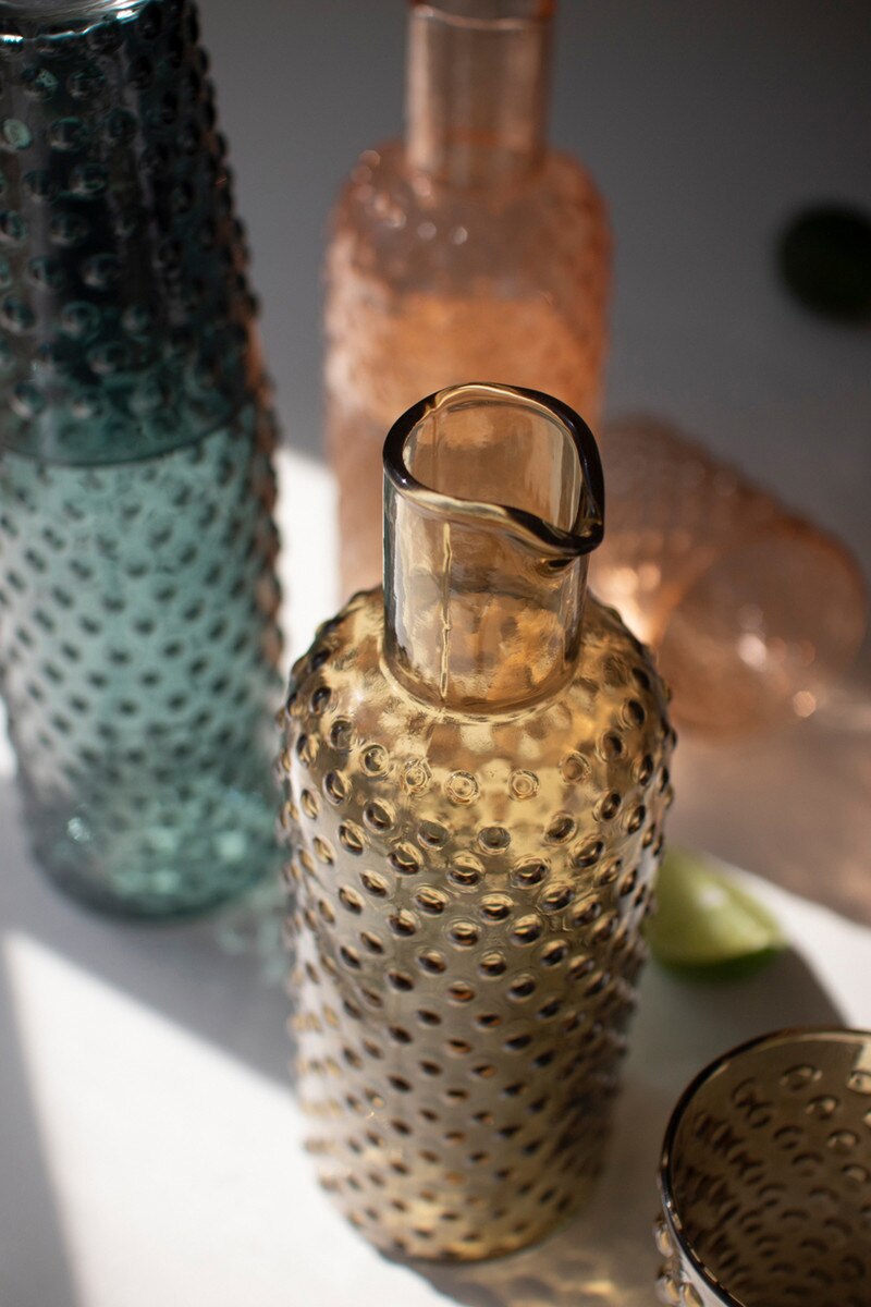 Set Of Three Bubble Glass Carafes W Tumbler - One Each By Kalalou
