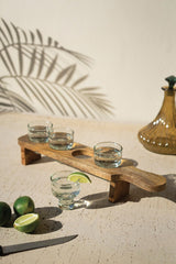 Tequila Flight - Four Glasses On A Wooden Base (Min 2) By Kalalou