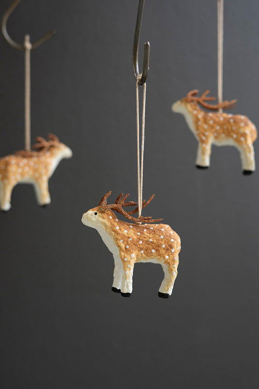 Paper Mache Deer Christmas Ornament By Kalalou | Ornaments | Modishstore