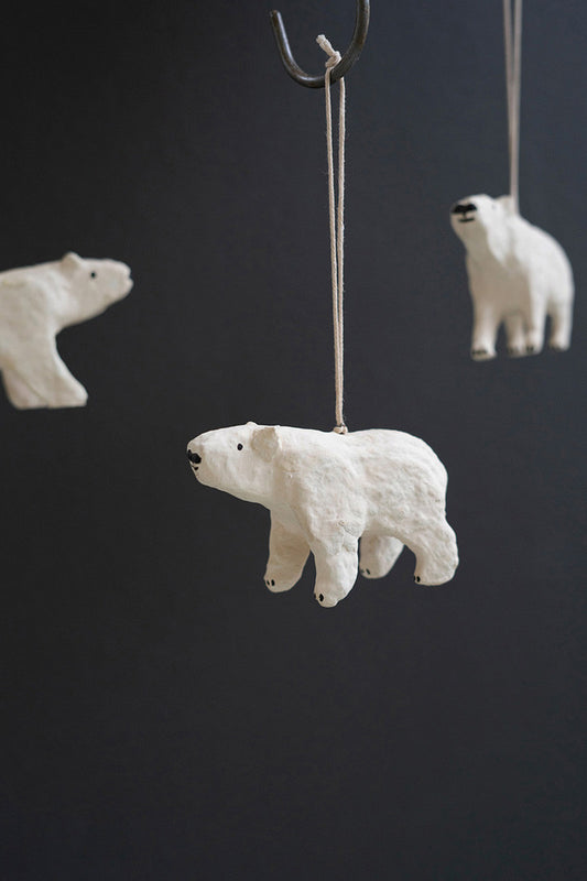 Paper Mache Bear Christmas Ornament By Kalalou | Ornaments | Modishstore