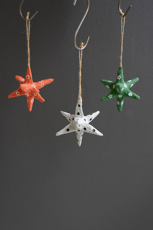 Set Of Three Paper Mache Star Christmas Ornaments (Min 4) By Kalalou | Ornaments | Modishstore