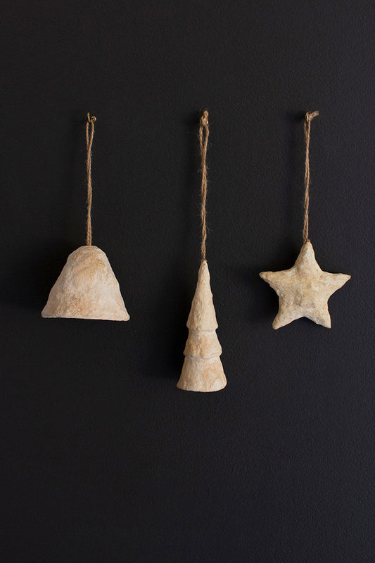 Set Of Three Paper Mache Christmas Ornaments - One Each (Min 4) By Kalalou | Ornaments | Modishstore