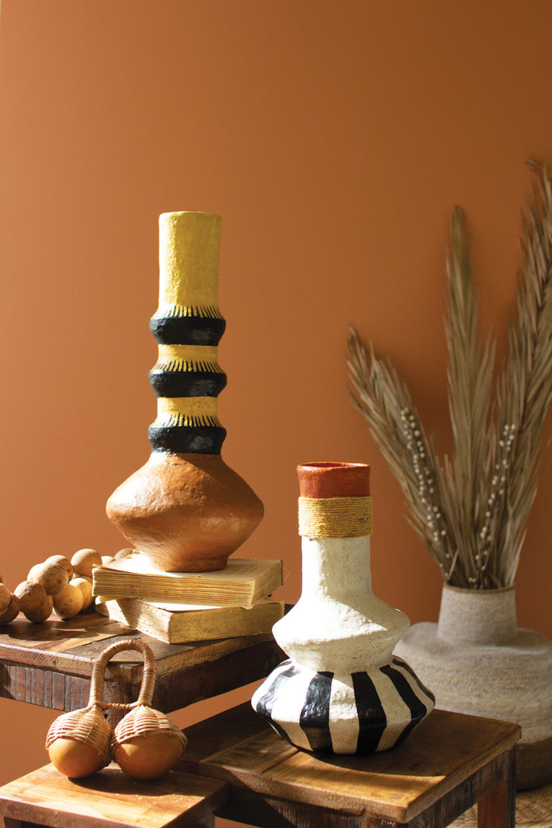 Painted Paper Mache Vase - Brown Base By Kalalou | Vases | Modishstore - 2