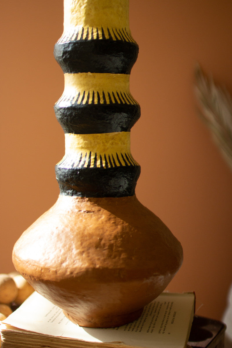 Painted Paper Mache Vase - Brown Base By Kalalou | Vases | Modishstore - 3