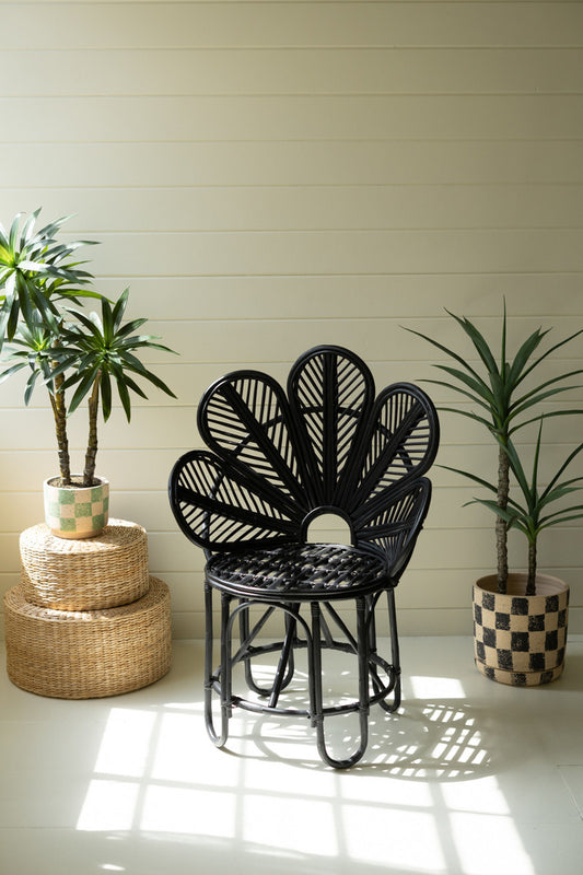 Flower Cane Chair - Black By Kalalou | Accent Chairs | Modishstore