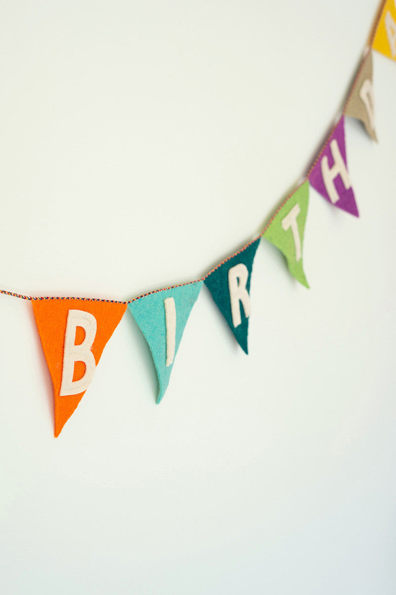 Felt Happy Birthday Garland (Min 2) By Kalalou | Garland & Wreath | Modishstore - 2