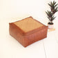 Square Pouf With Leather And Woven Cane By Kalalou | Ottomans | Modishstore