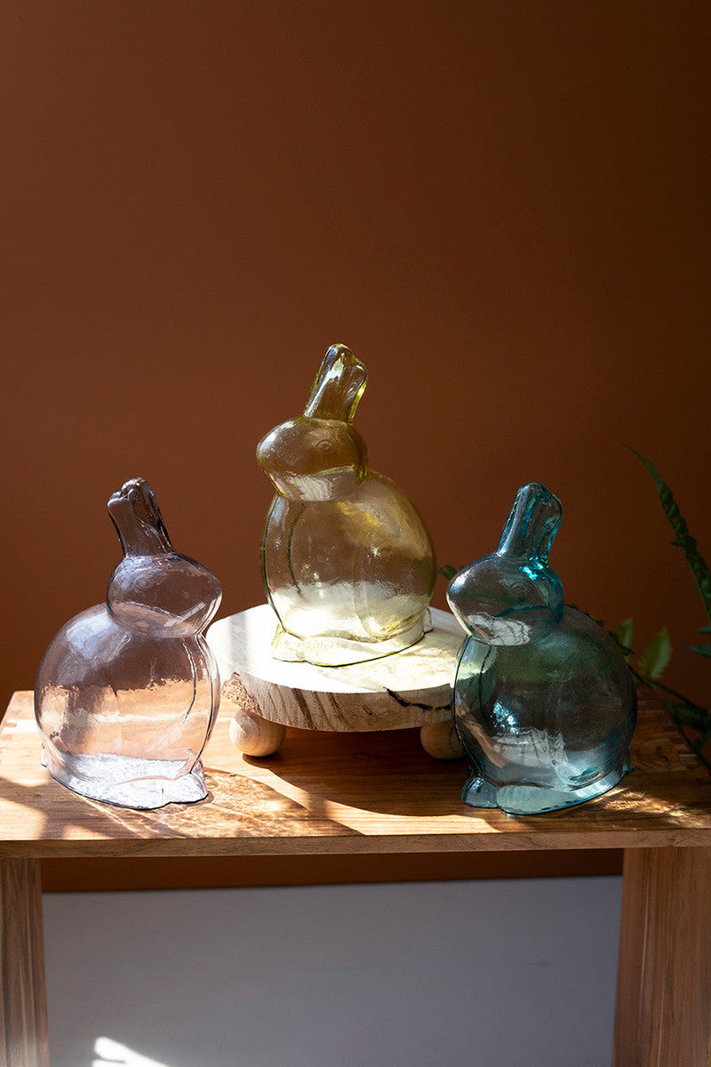 Set Of Three Glass Rabbits - One Each Color By Kalalou | Ornaments | Modishstore - 3