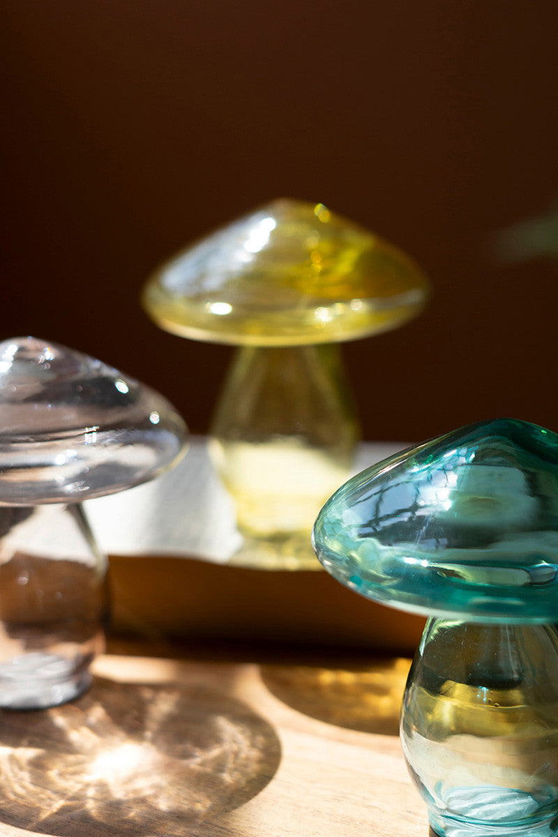Set Of Three Glass Mushrooms - One Each Color (Min 2) By Kalalou | Ornaments | Modishstore - 2
