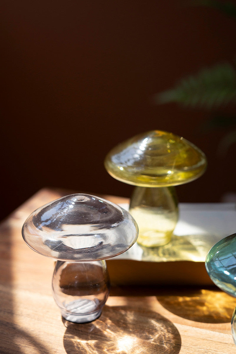 Set Of Three Glass Mushrooms - One Each Color (Min 2) By Kalalou | Ornaments | Modishstore - 4