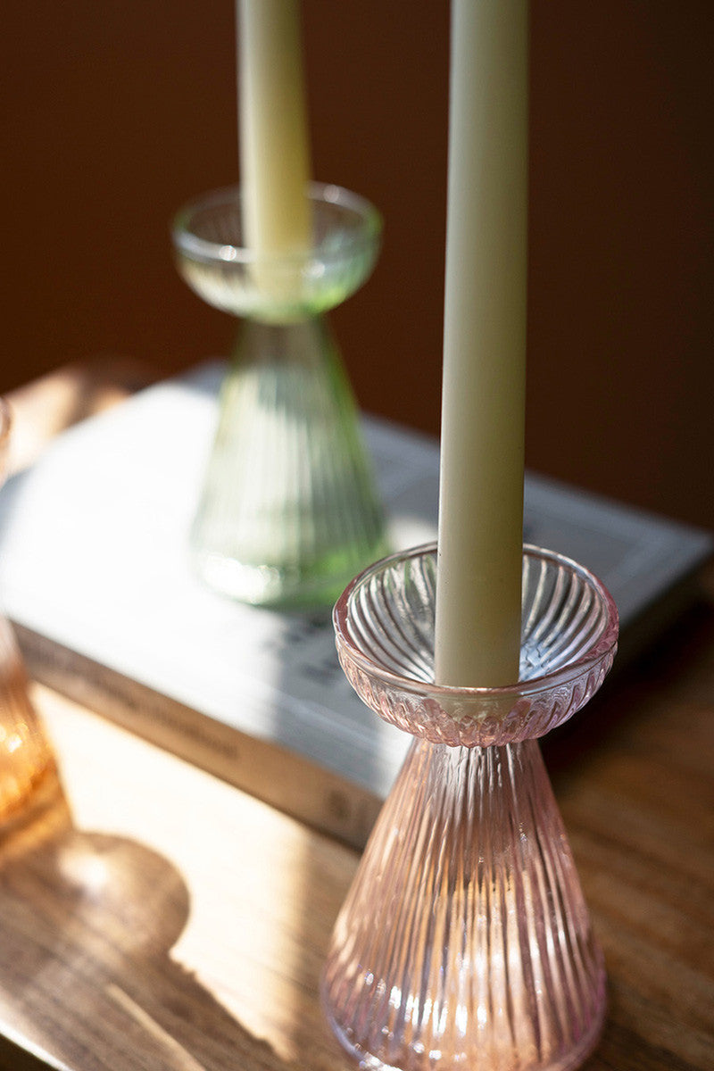 Glass Vase/Taper Holders - One Each Color Set Of 3 By Kalalou | Candle Holders | Modishstore - 3