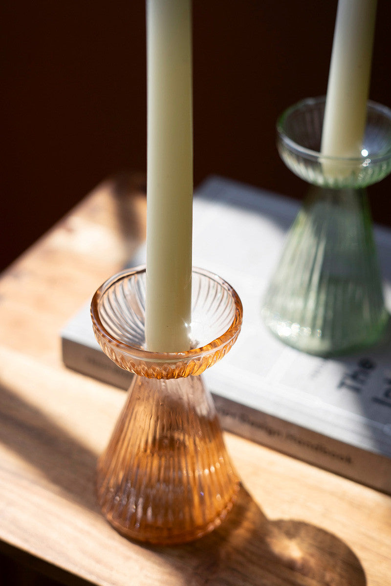 Glass Vase/Taper Holders - One Each Color Set Of 3 By Kalalou | Candle Holders | Modishstore - 2