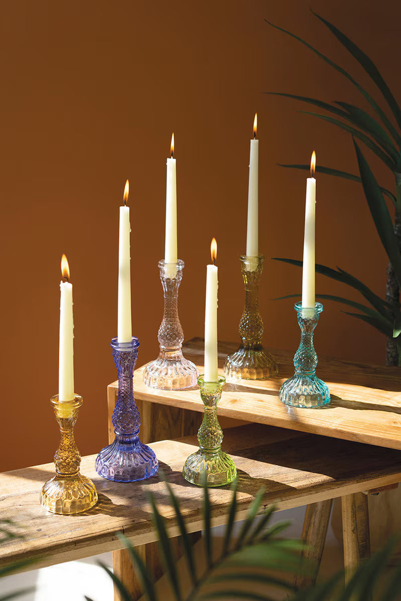 Set of six glass taper candle holders by Kalalou - Thumbnail 2