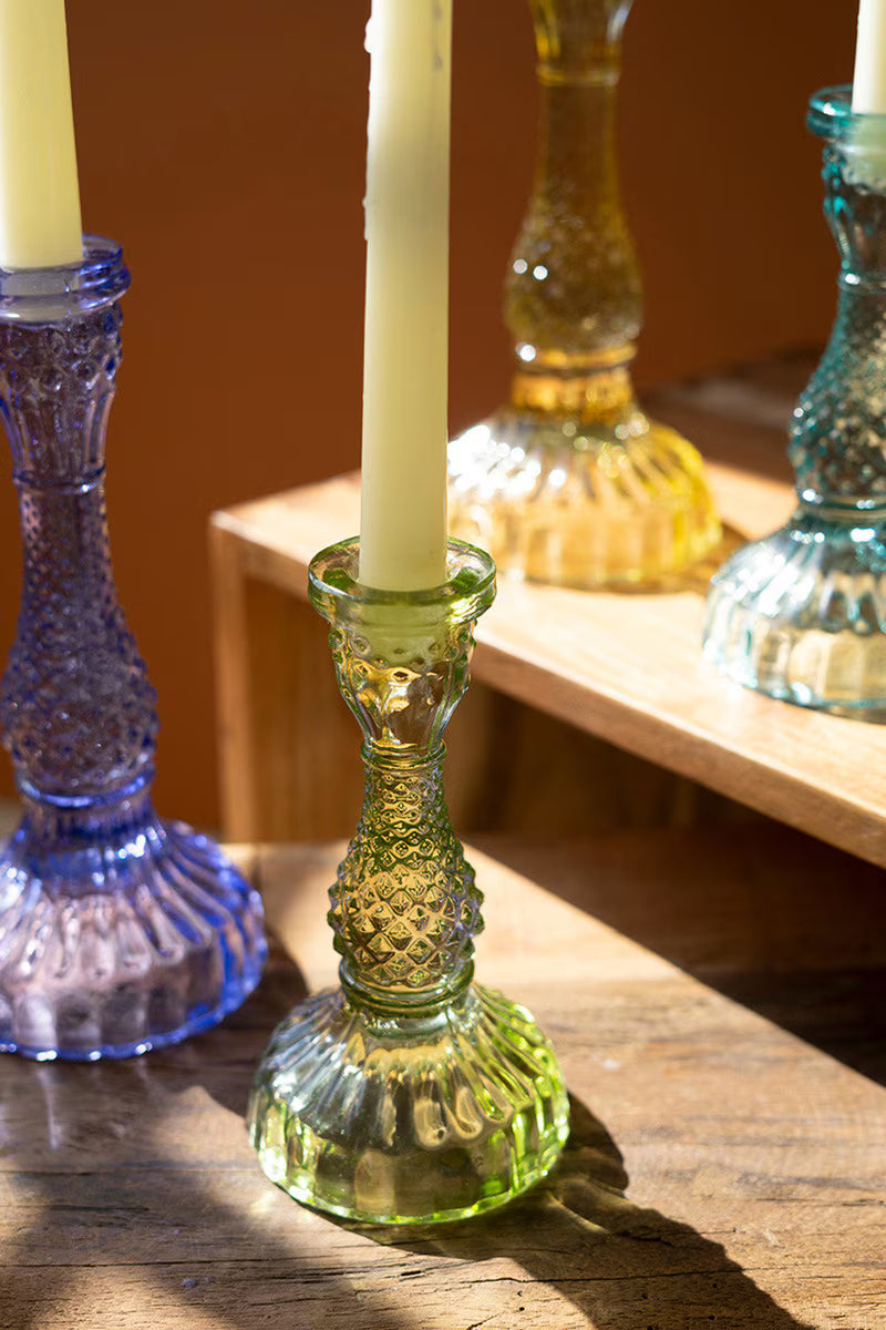 Set of six glass taper candle holders by Kalalou - Thumbnail 5