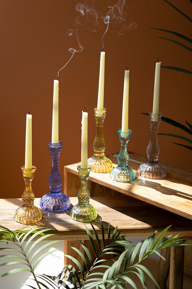 Glass Taper Candle Holders Set Of 6 By Kalalou | Candle Holders | Modishstore - 2