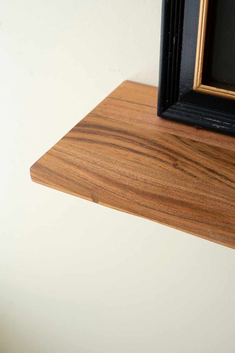 Floating Acacia Wood Shelves Set Of 2 By Kalalou | Wall Shelf | Modishstore - 2