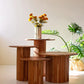 Set Of Four Acacia Wood Accent Tables With Tambour Bases By Kalalou