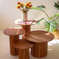 Set Of Four Acacia Wood Accent Tables With Tambour Bases By Kalalou