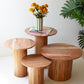 Set Of Four Acacia Wood Accent Tables With Tambour Bases By Kalalou