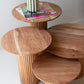 Set Of Four Acacia Wood Accent Tables With Tambour Bases By Kalalou