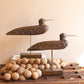 Set Of Two Carved Wooden Shorebirds On Stands By Kalalou