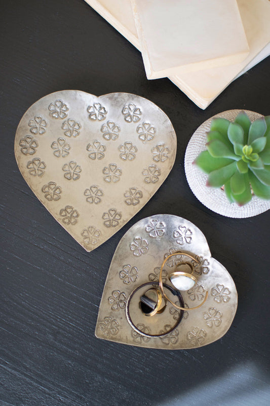 Metal Heart Bowls Set Of 2 By Kalalou | Decorative Bowls | Modishstore